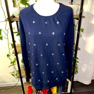 Beautiful navy and jeweled sweater, super soft XL
